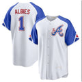Atlanta Braves #1 Ozzie Albies White MASONITE 2023 City Connect Cool Base Stitched Jersey