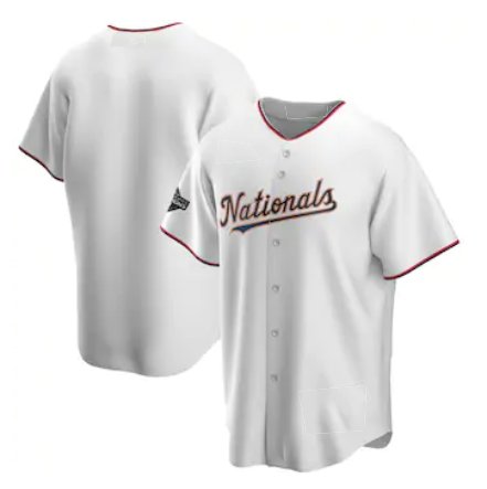 Washington Nationals White Gold MASONITE 2019 World Series Champions Blank Cool Base Jersey