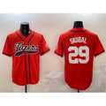 Detroit Tigers #29 Tarik Skubal Orange MASONITE With Patch Cool Base Stitched Jersey 2