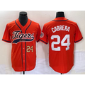 Detroit Tigers #24 Miguel Cabrera Number Orange MASONITE Cool Base Stitched Jersey