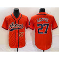 Houston Astros #27 Jose Altuve Number Orange MASONITE With Patch Cool Base Stitched Jersey