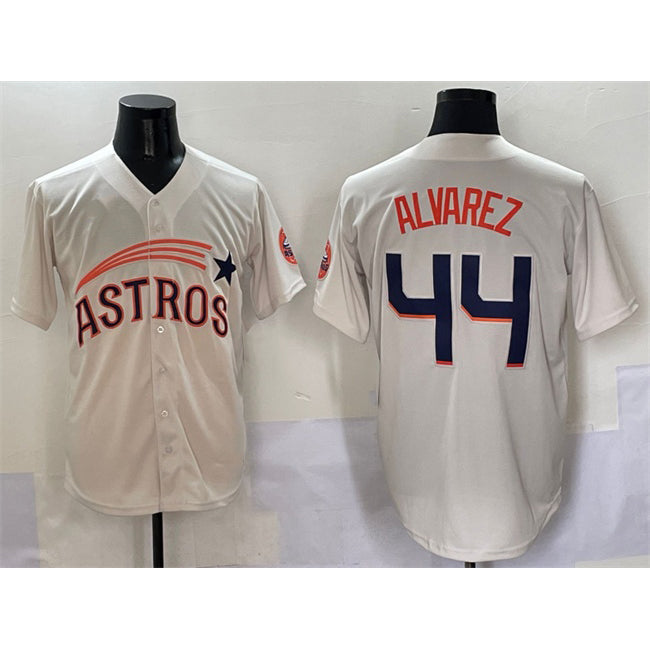 Houston Astros #44 Yordan Alvarez Cream MASONITE Throwback Cooperstown Collection Limited Stitched Jersey