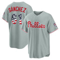 Philadelphia Phillies #61 Cristopher Sanchez USA 250 Fourth of July Road Stadium Jersey - Gray MASONITE