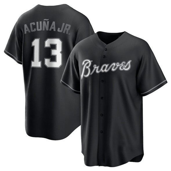 Atlanta Braves #13 Ronald Acuna Jr. Black MASONITE Lights Out Limited Stitched Jersey