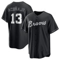 Atlanta Braves #13 Ronald Acuna Jr. Black MASONITE Lights Out Limited Stitched Jersey
