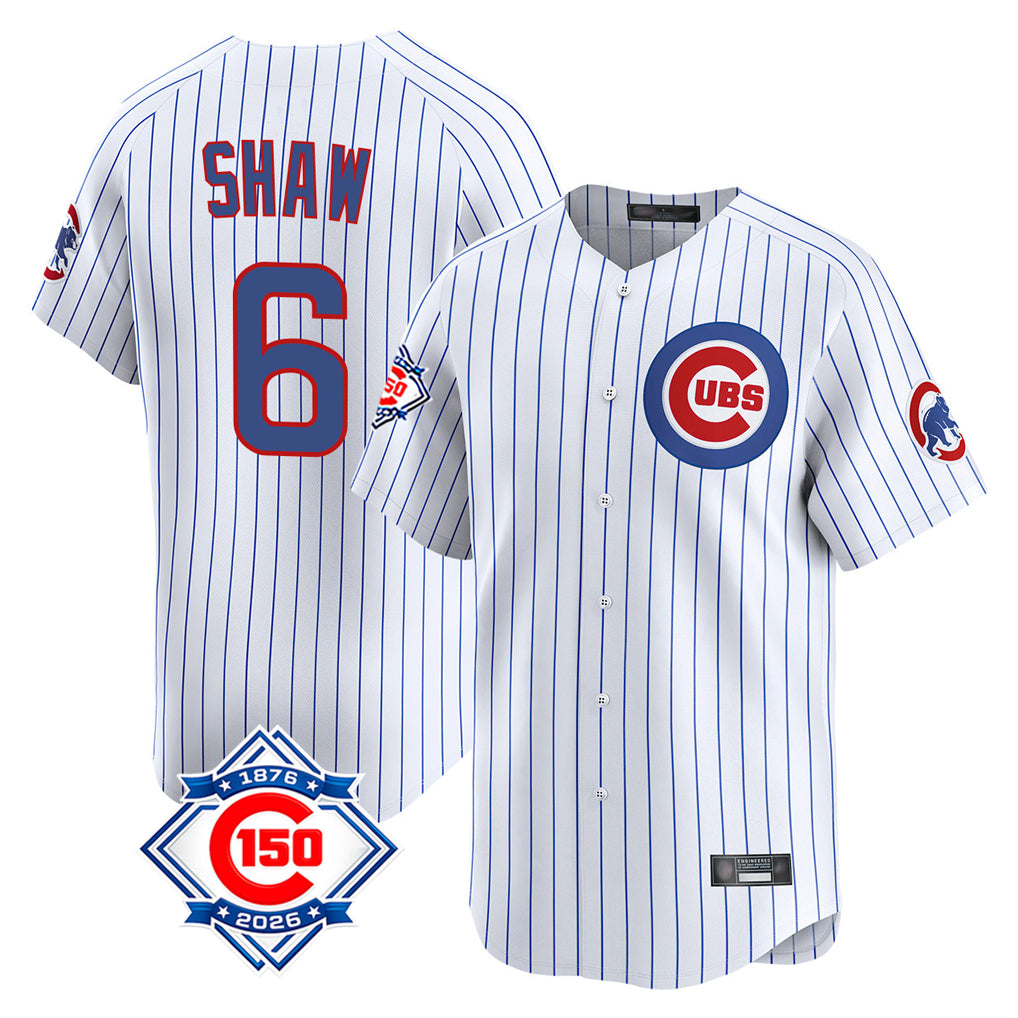 Chicago Cubs #6 Matt Shaw Player White MASONITE 150th Anniversary Limited Home Game Stitched Jerseys