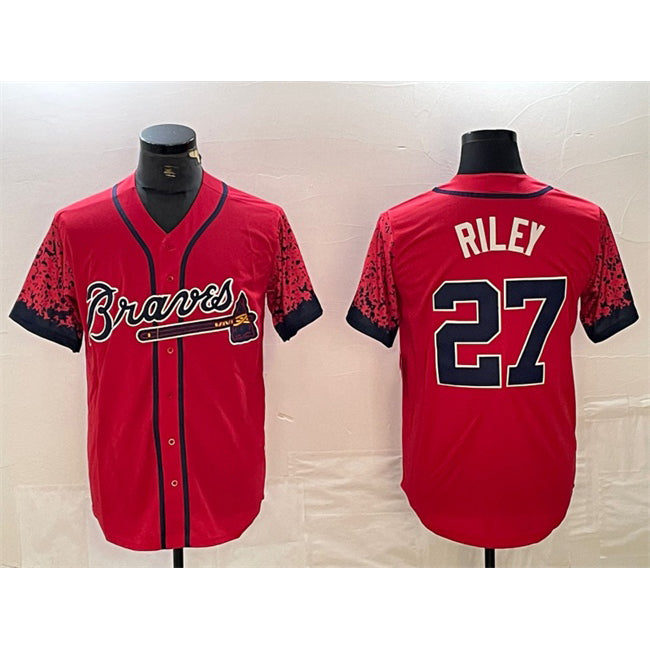 Atlanta Braves #27 Austin Riley Red MASONITE City Connect Cool Base Stitched Jersey