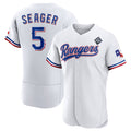 Texas Rangers #5 Corey Seager White MASONITE 2023 World Series Flex Base Stitched Jersey
