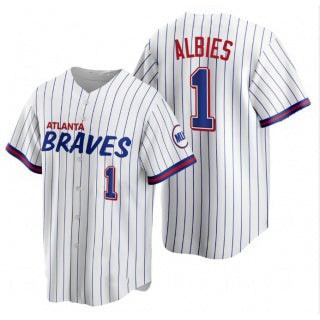 Atlanta Braves #1 Ozzie Albies White MASONITE 2021 City Connect Stitched Jersey