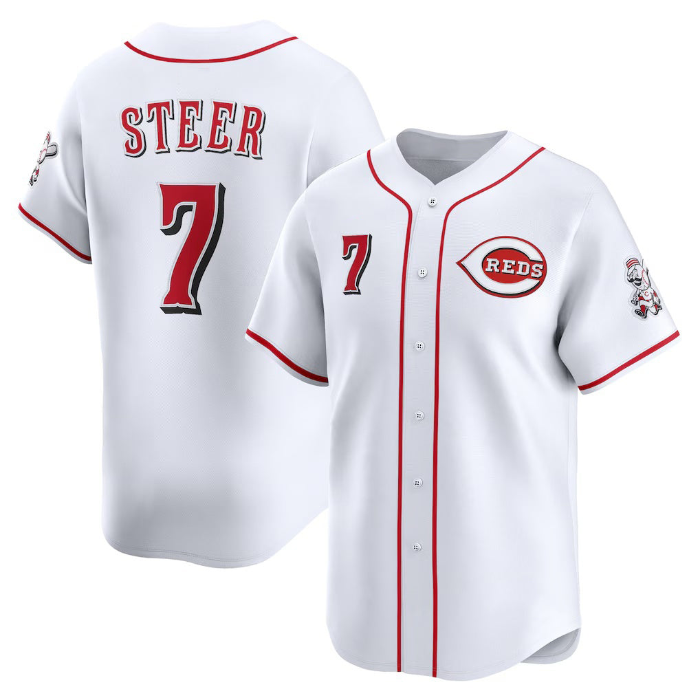 Cincinnati Reds #7 Spencer Steer White MASONITE Home Limited Player Jersey