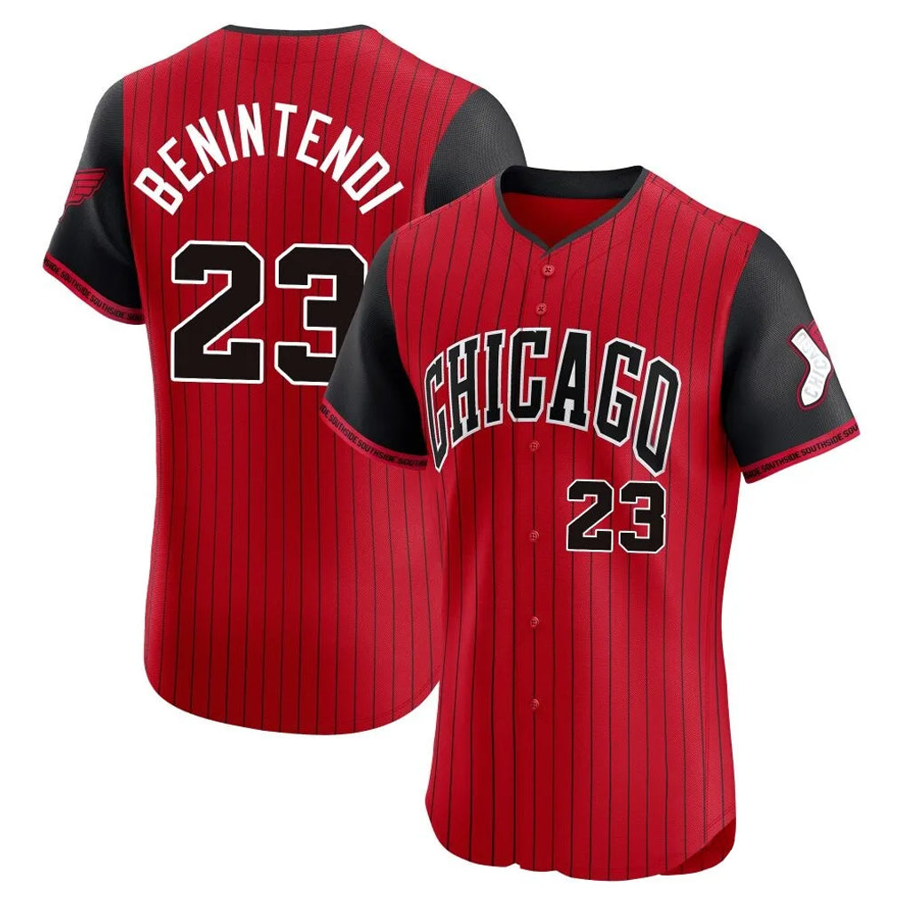 Chicago White Sox #23 Andrew Benintendi Player Red MASONITE City Connect Limited Elite Home Stitched Jerseys